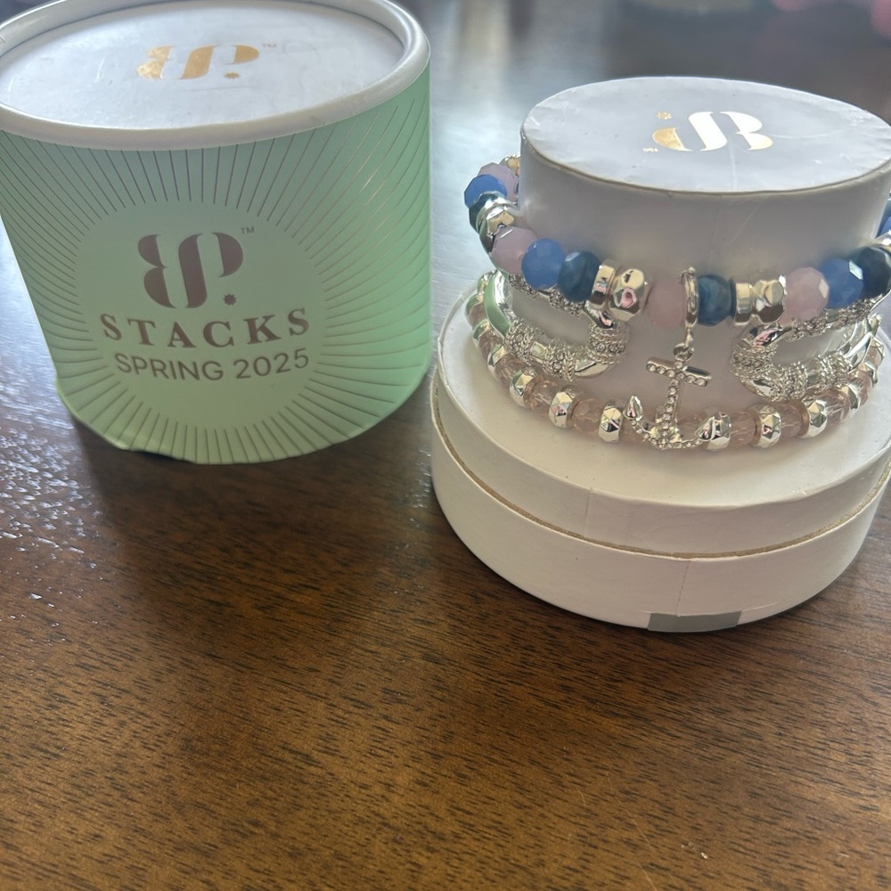 BP Stacks Spring 2025 Blue & Pink Anchor Bracelet Set
